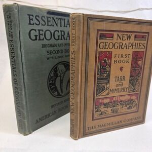 Macmillan American Geography Textbooks 1927, 1934 Set of 2, GUC